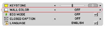 تصویر منوی Wall Color در پروژکتور VE281G